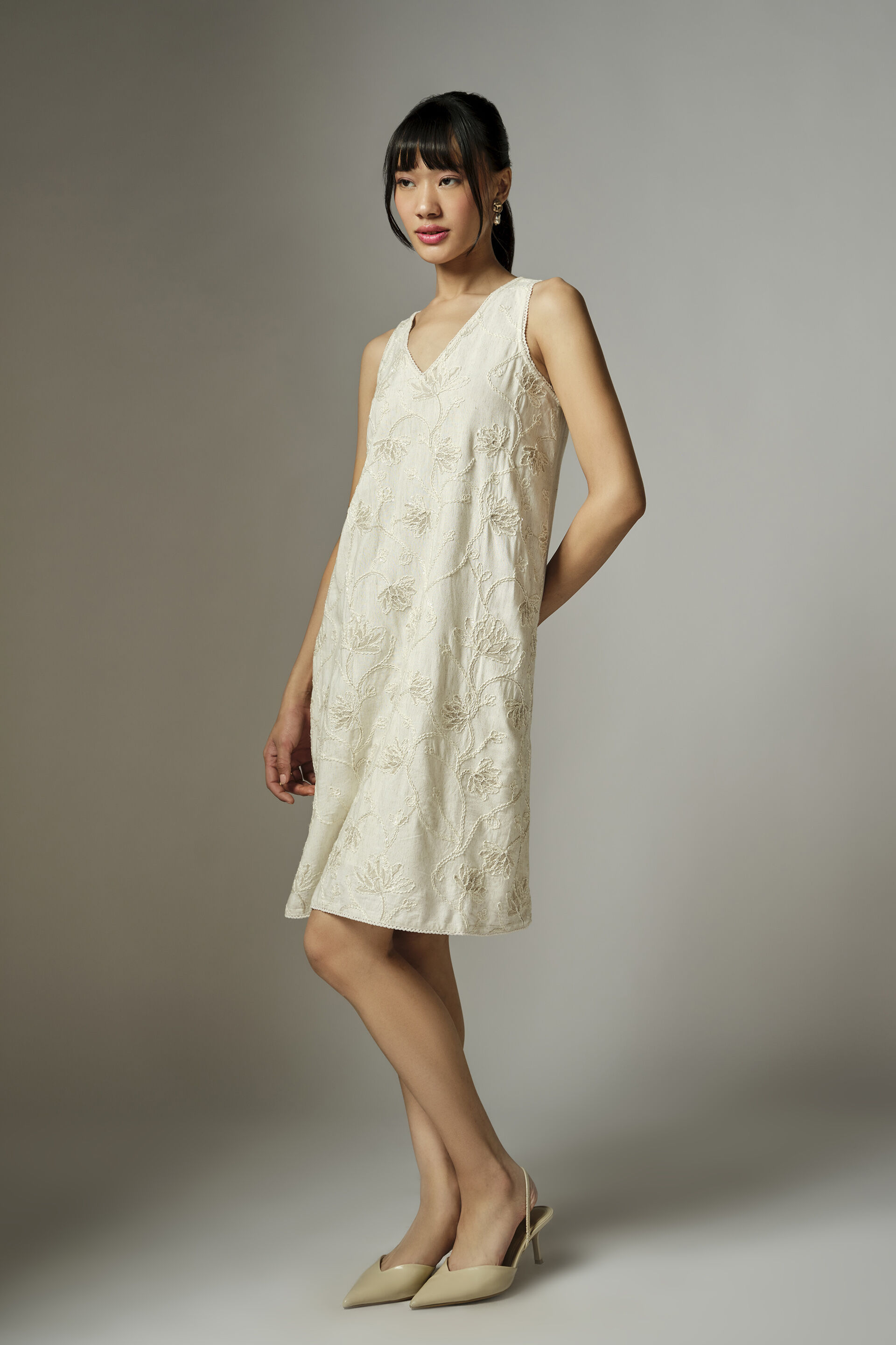Natural Embroidered Dress, Natural, image 2